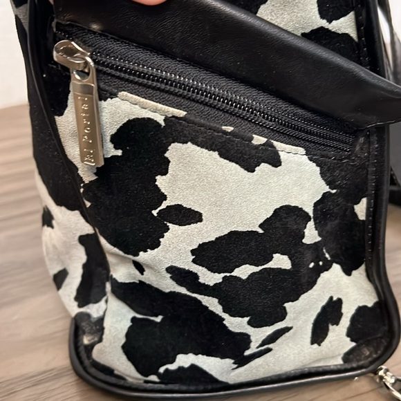 EL PORTAL LEATHER BACKPACK BLACK ANIMAL PRINT MADE IN USA main image 6